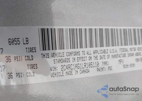 2020 Chrysler Voyager L from USA, damaged, VIN 2C4RC1AG1LR105110